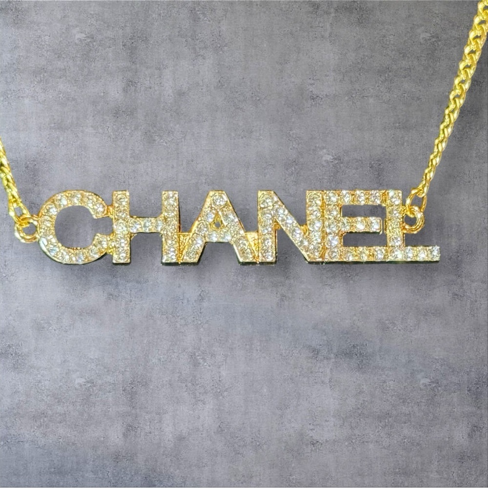 Upcycled Gold and Sparkle Logo Necklace